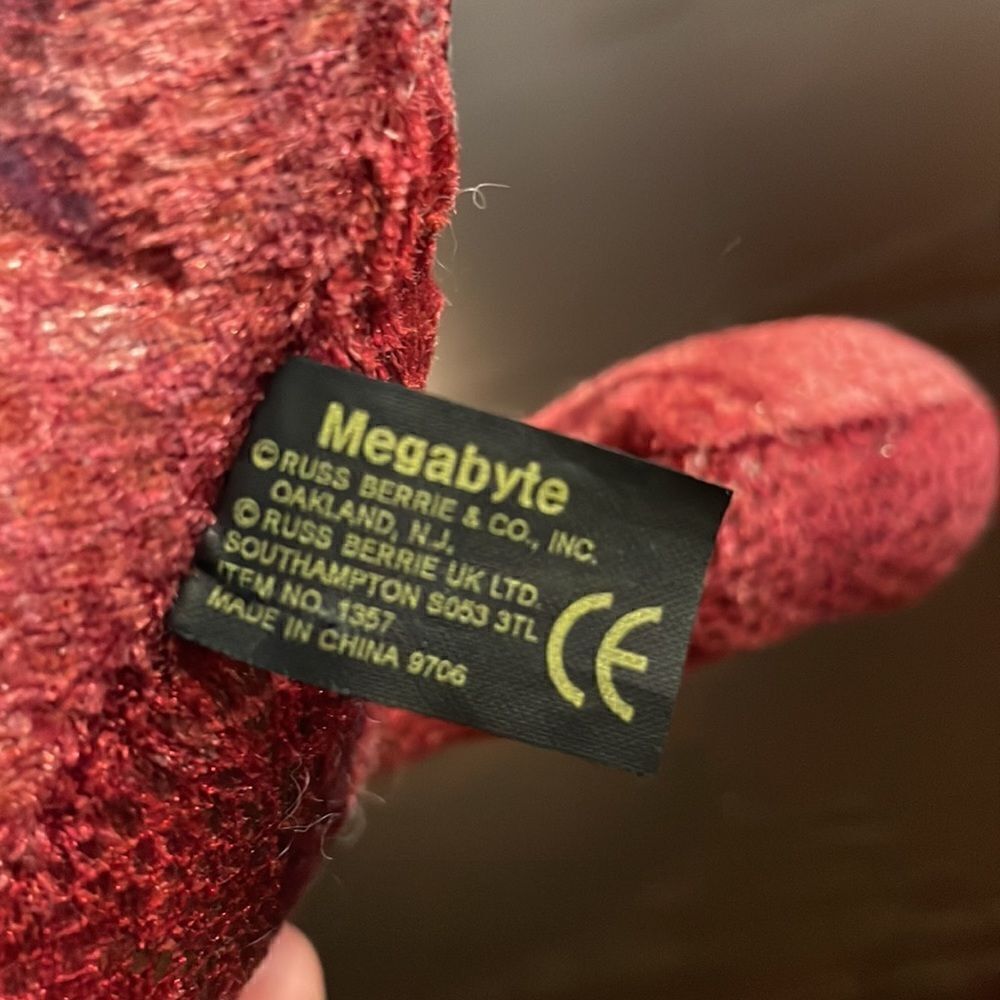 Russ Zonies Earth Zone Megabyte Red T-Rex Dinosaur beanbag plush Vintage 1997 - Picture 6 of 6